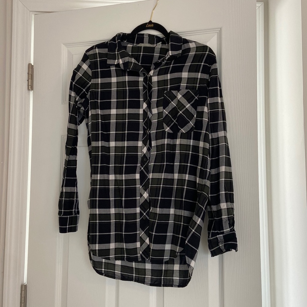 Athleta Plaid Button Down Shirt